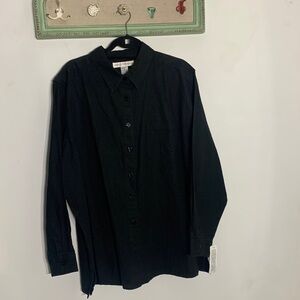 New vintage Jessica Holbrook linen plus size 2X black long sleeve button